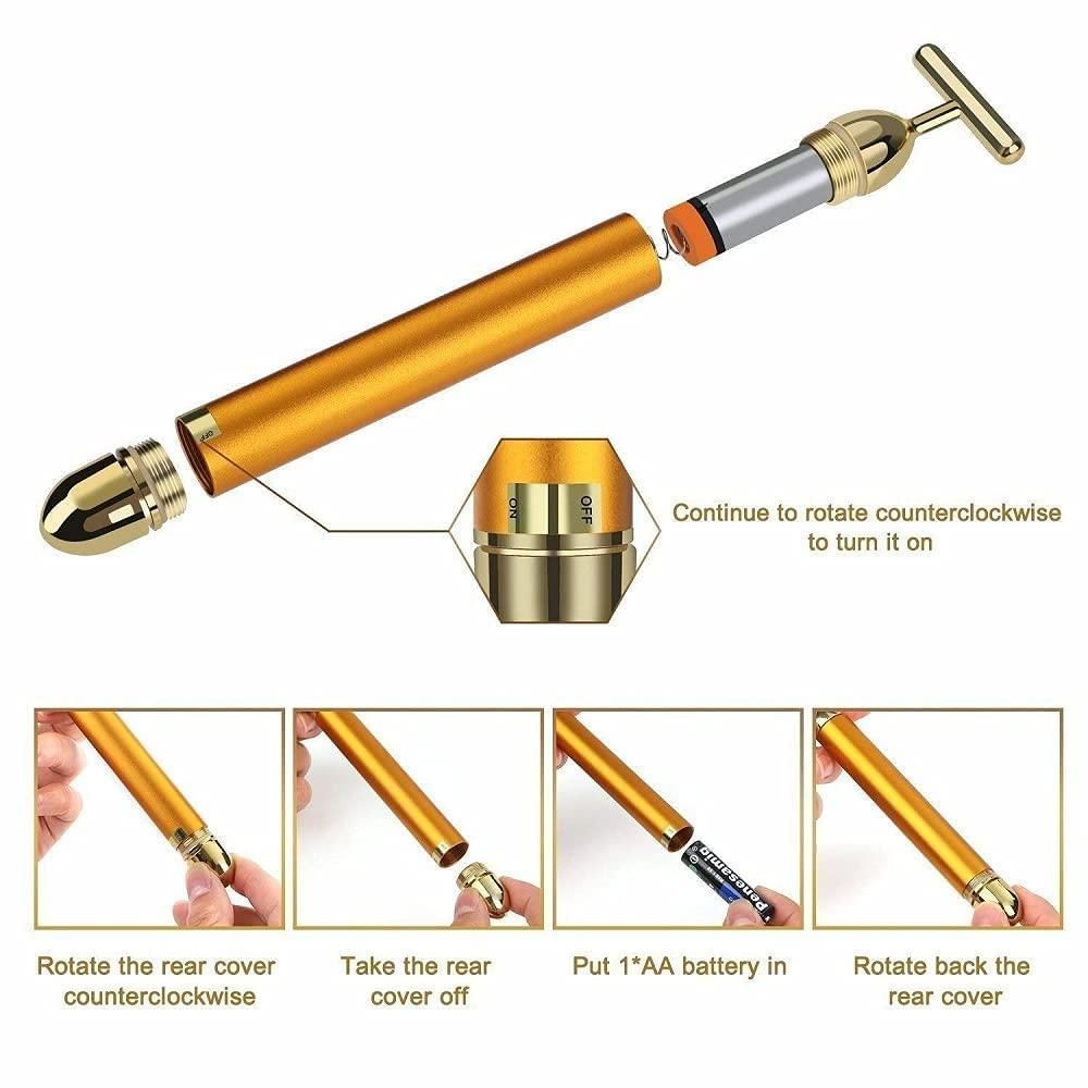 Avekin® 24K Gold Energy Beauty Bar Electric Facial Massage Roller