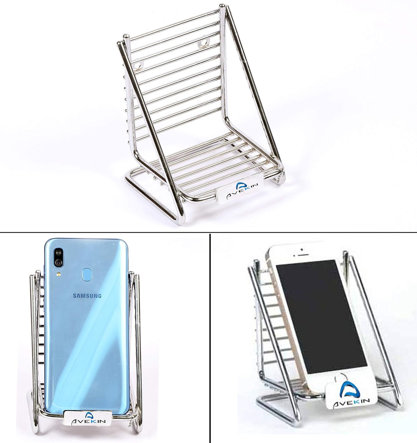 Avekin® Super Quality Mobile Phone Stand Holder with Self Adhesive Magic Sticker - Silver (Proudly Made in India)